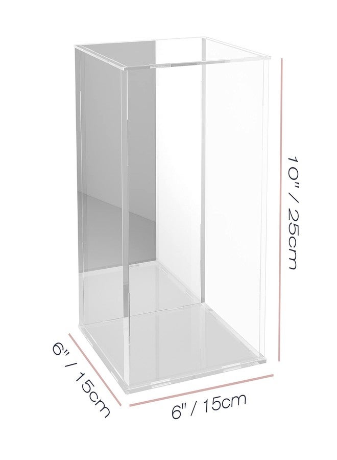 NONEMEY Mirrored Clear Acrylic Display Case Assemble Countertop Box Stand Organizer Dustproof Protection Showcase Acrylic Display Stands for Collectibles (6×6×10inch；15×15×25cm) - Image 3